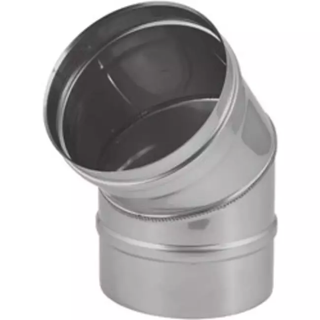 Kachelpijp Ø 150 mm RVS enkelwandige bocht 45°