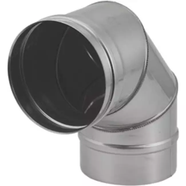 Kachelpijp Ø 150 mm RVS enkelwandige bocht 90°