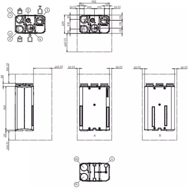 Itho Daalderop WTW HRU ECO 300 R + ingebouwde RFT 300 m³/h - euro stekker