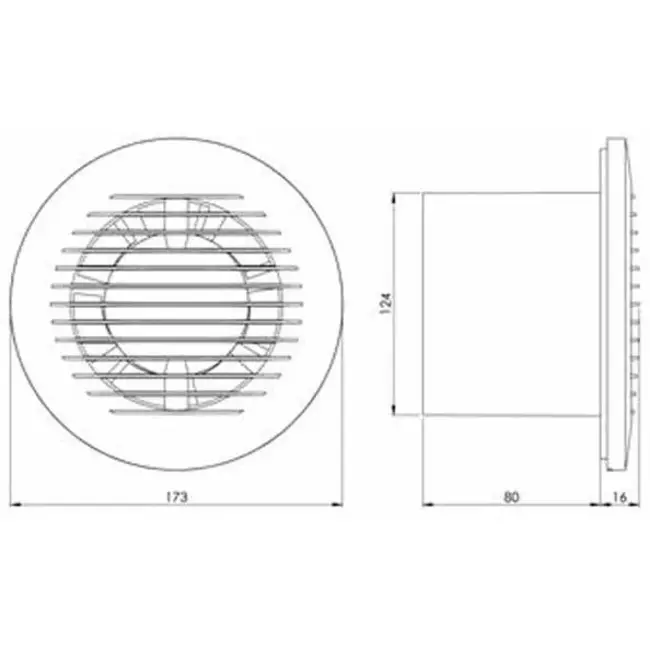 Badkamer ventilator rond Ø 125 mm wit met timer - EA125T