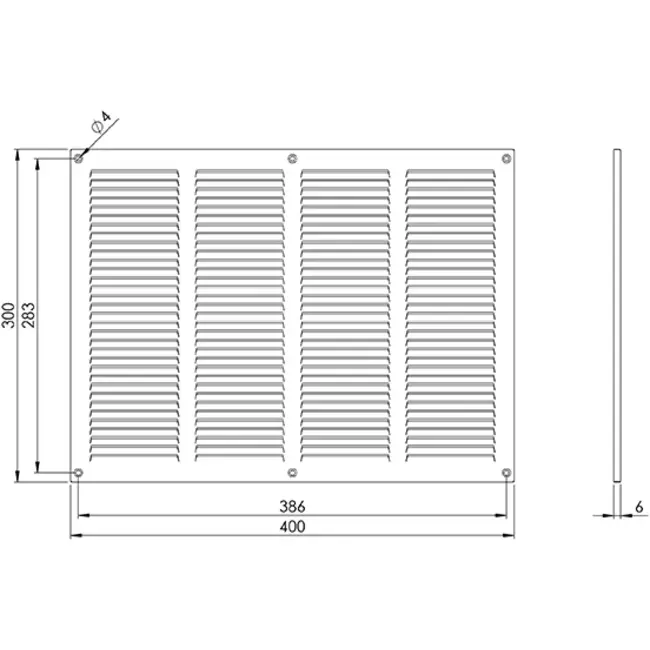 Metalen rooster 400x300mm wit - MR4030