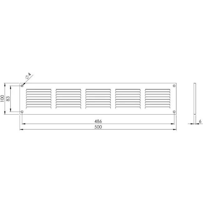 Metalen rooster 500x100mm bruin - MR5010B