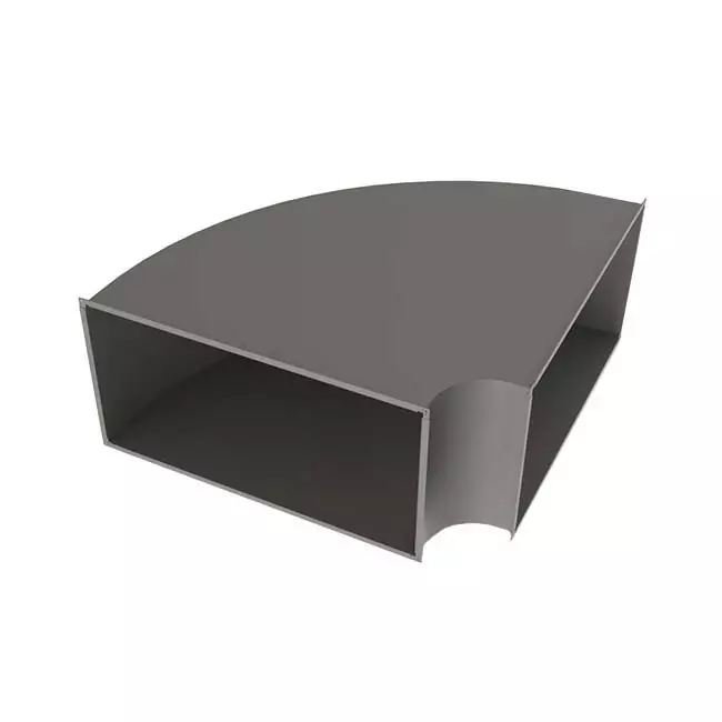 Bocht 90 graden horizontaal B=200 mm x H=100 mm