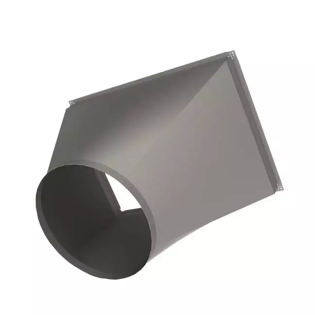 Rond op rechthoekig verloop B=1000 mm x H=500 mm