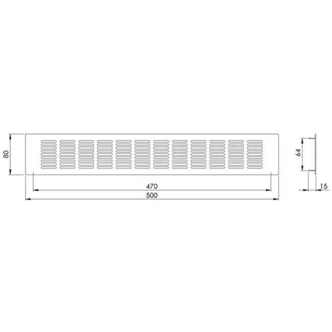 Plintrooster aluminium - zwart L=500mm x H=80mm -RA850B