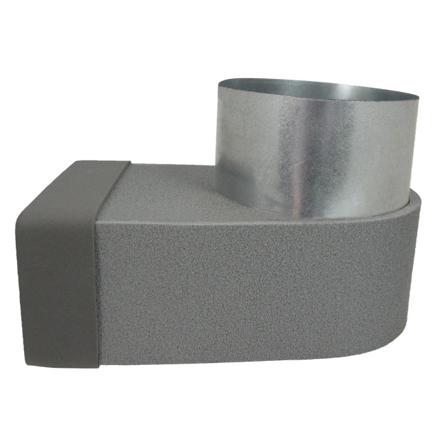 Thermoduct lepe hoekstuk enkel symetrisch 220x80 mm naar diameter 150 mm