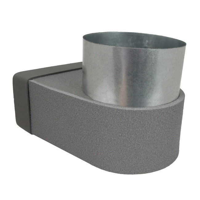 Thermoduct lepe hoekstuk enkel symetrisch 220x80 mm naar diameter 160 mm