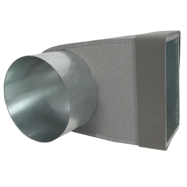 Thermoduct lepe hoekstuk enkel symetrisch 220x80 mm naar diameter 160 mm