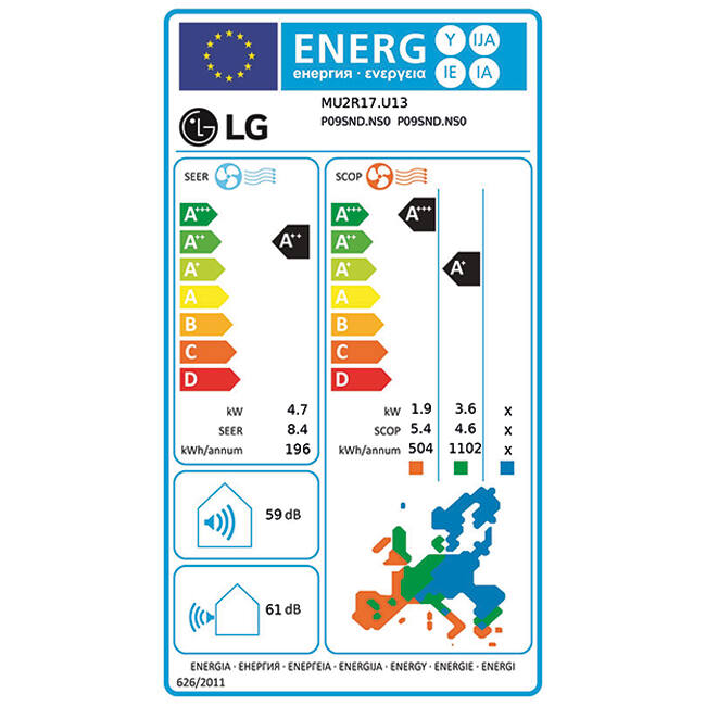 LG Multi split airco MU2R17-0909P R32 2x2,5 kW set