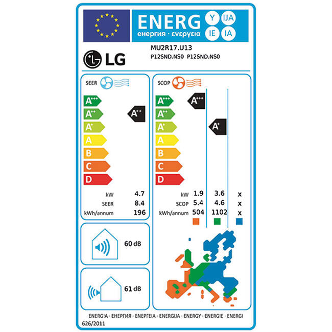 LG Multi split airco MU2R17-1212P R32 2x3,5 kW set