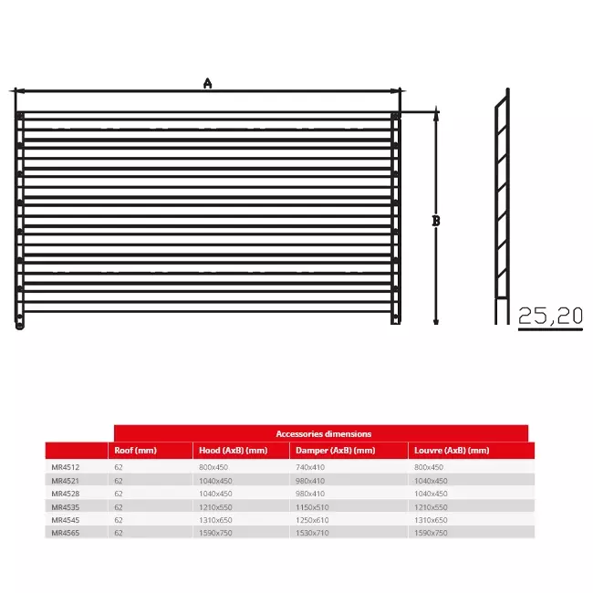 Maxivent by Econox lamellenrooster voor MR4545 horizontaal - LV