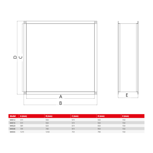 Maxivent flexibel rechthoekig verbindingsstuk voor M4512 horizontaal/low profile - FC