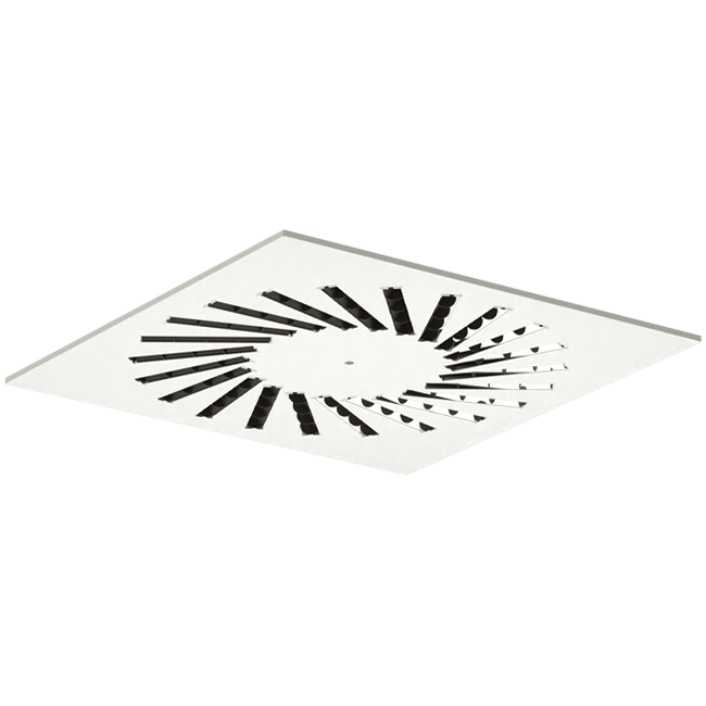 Wervelrooster staal met verstelbare deflectoren – 500x500 mm – RAL 9010
