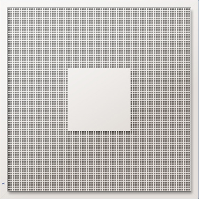 Geperforeerd plafondrooster voor toe- en afvoer 595x595 mm – 250 mm – RAL 9010