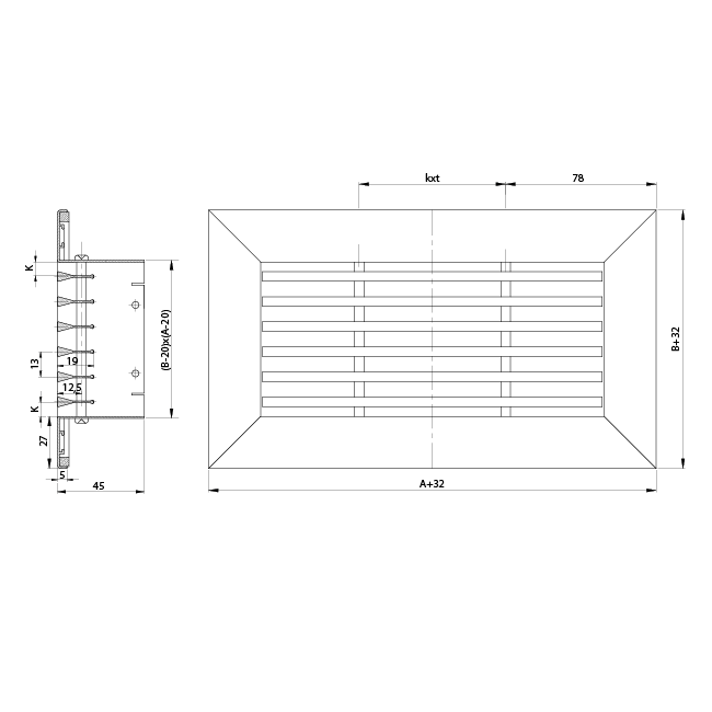 Staafrooster aluminium – met klemveren – 800x100 mm – RAL 9010