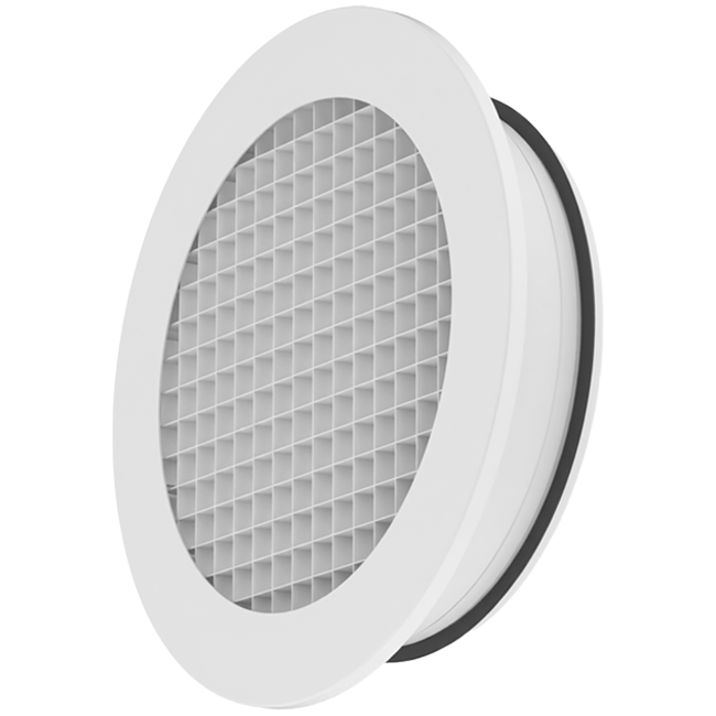 Rond wandrooster aluminium met vast raster – 315 mm – RAL 9003