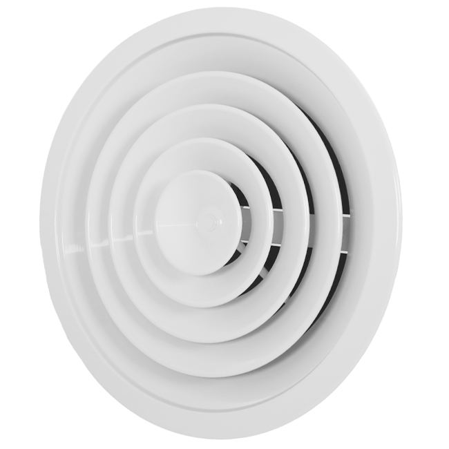 Plafondrooster rond met vast patroon Ø 200 mm - RAL9016
