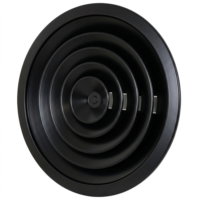 Plafondrooster rond met vast patroon Ø 300 mm - RAL9005 30% glans
