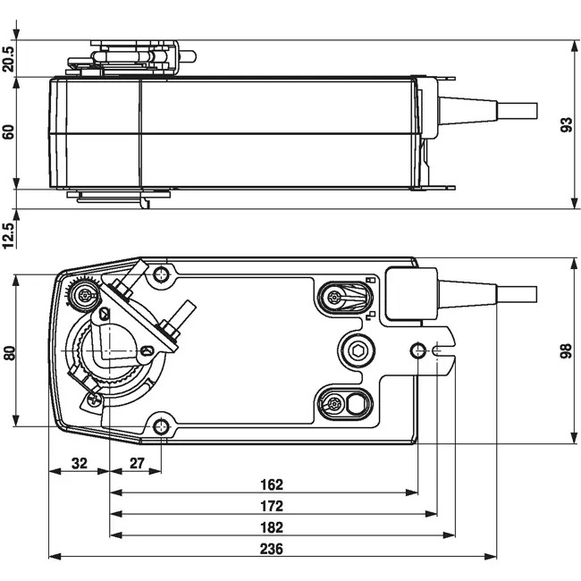 Belimo roterende klepaandrijving met veerteruggang 24V - open/dicht - 20 Nm - SF24A