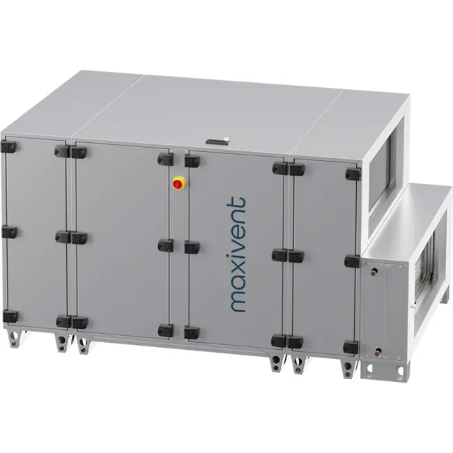 Maxivent WTW luchtbehandelingkasten met tegenstroomwisselaar 7600 m3/h met warmwaterbatterij horizontaal rechts - PHE 7600 H WOJR T 02