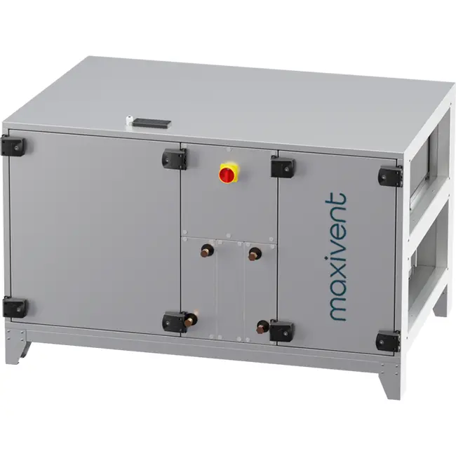 Maxivent WTW luchtbehandelingkasten met warmtewiel 1500 m3/h met warmwaterbatterij en DX-koeling horizontaal links - RHE 1500 H WDJL