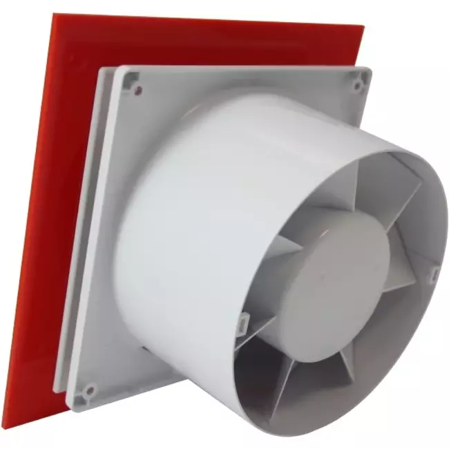 Air Roxy badkamerventilator met aansluitdiameter 100 mm met timer - kunststof front rood
