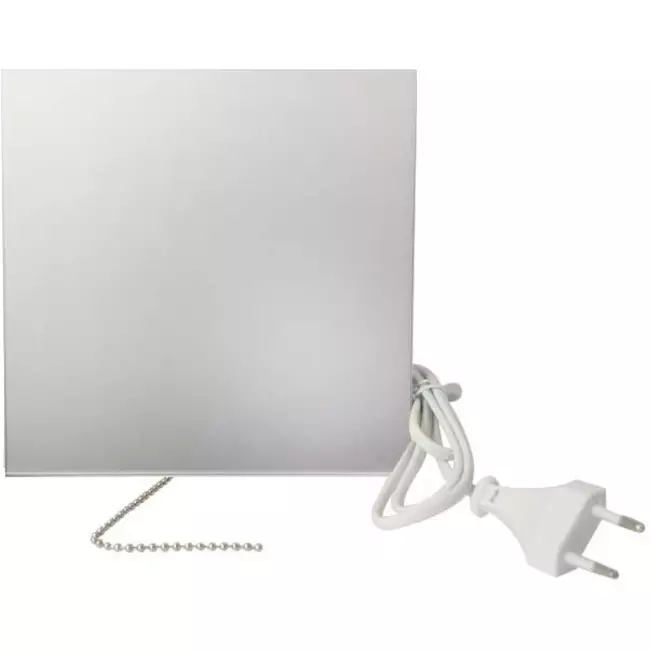 Badkamer ventilator Ø 100 mm met trekkoord en stekker - glazen front satijn zilver