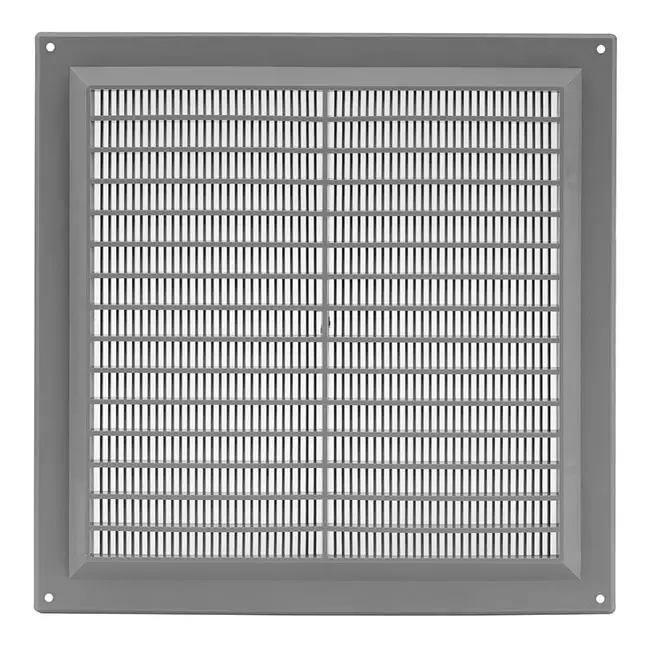 Ventilatierooster vierkant met grill 250x250 grijs
