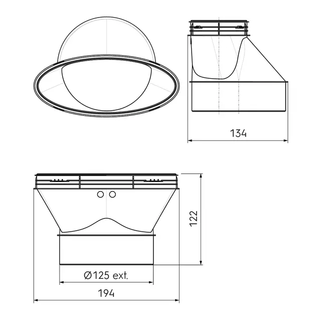 Ubbink Air Excellent DB206 kit zij aansluiting 125