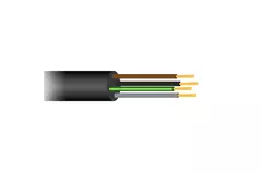 Soepele zwarte rubberkabel 4 x 1,5 voor buiten, rol 50 meter
