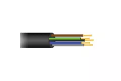 Soepele zwarte rubberkabel 5 x 2,5 voor buiten, rol 50 meter
