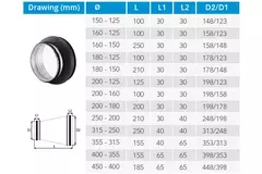 Thermoduct 13mm verloopstuk 250-200mm geisoleerd