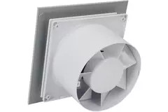 Badkamer ventilator Ø 125 mm met timer - glazen front satijn zilver