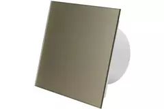 Badkamer ventilator Ø 100 mm met timer - glazen front satijn goud