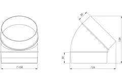 Ronde kunststof 45 ° bocht diameter: 100 mm AL100-45
