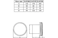 Badkamer ventilator rond Ø 150 mm wit - design EAT150
