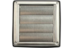 RVS gevelrooster 125mm met beweegbare lamellen hoge doorlaat - EL-SS-OP125 SS