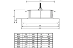 Ventilatie toevoerventiel kunststof 125 mm RAL  9003 met klemveren en schone sector - I-Valve Rondo 125