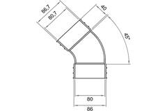 Wavin Ventiza bocht 45 graden PVC ovaal 195x80 mm verticaal M/M