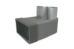 Thermoduct lepe hoekstuk enkel symetrisch 220x80 mm naar diameter 125 mm