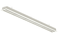 Lijnrooster aluminium met 2 instelbare patroonbladen – 1000 mm – RAL 9010 + geïsoleerd plenum met luchtdebietregelklep