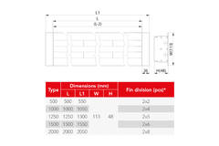 Lijnrooster aluminium met 2 instelbare patroonbladen – 1000 mm – RAL 9010 + geïsoleerd plenum met luchtdebietregelklep