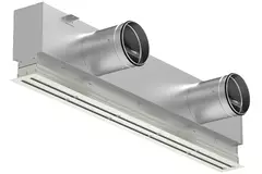 Lijnrooster aluminium met 1 instelbaar patroonblad – 2000 mm – RAL 9010 + geïsoleerd plenum met luchtdebietregelklep