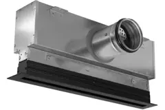 Lijnrooster aluminium met 2 instelbare patroonbladen – 1000 mm – RAL 9005 + geïsoleerd plenum met luchtdebietregelklep