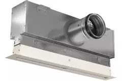 Lijnrooster aluminium met 2 instelbare patroonbladen – 500 mm – RAL 9010 + geïsoleerd plenum met luchtdebietregelklep