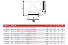 Thermoduct geïsoleerde bocht 90 graden diameter 200 mm