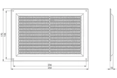 Ventilatierooster rechthoekig met grill 250x170 zwart - VR2517M